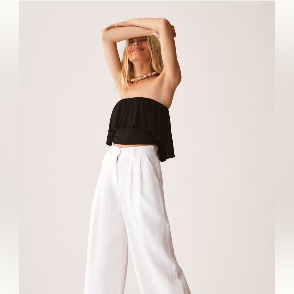 NWT Anthropologie Tiered Strapless Flounce Bubble Tube Top Women’s Black Size M - Picture 4 of 14